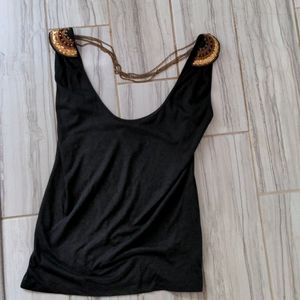 NWT Kardashian Kollection embellished tank top with sequins and chains